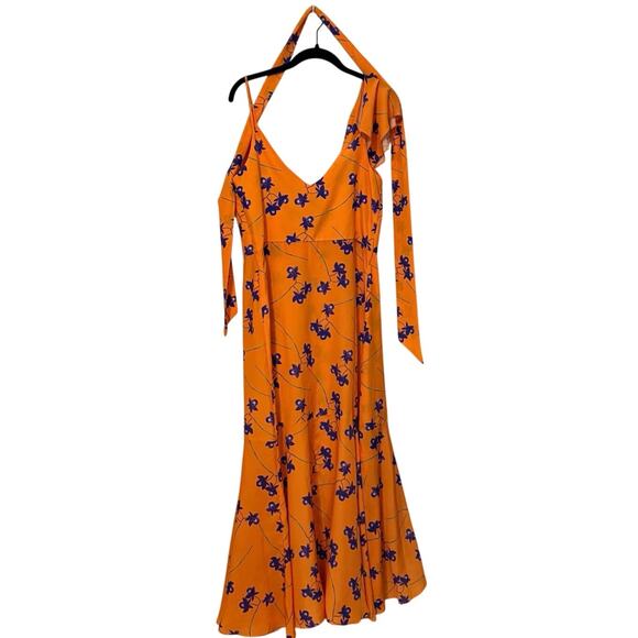 Borgo De Nor Orange Purple Floral Isadora Ruffled Cocktail Maxi Dress Size 10 - Picture 5 of 7